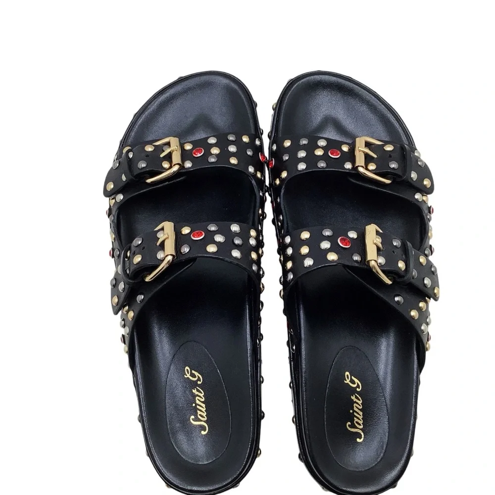 🆕{SaintG} Chloe StuddedDouble Buckle Sandal - Picture 5 of 13